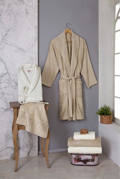 Fiesta Tekstil Basic Bamboo 6 Piece Jacquard Bathrobe Set