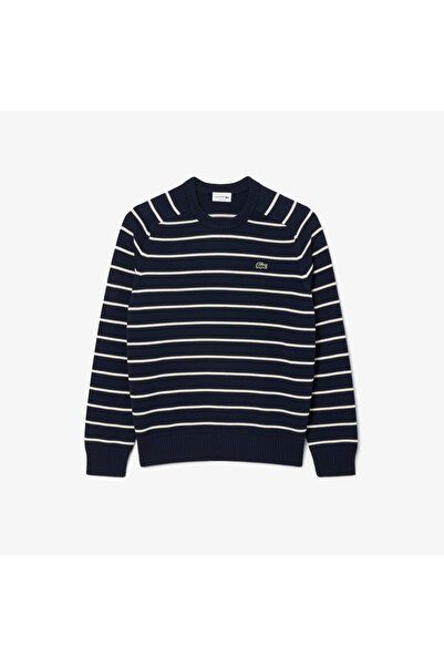 Lacoste Striped Cotton Crew Neck Sweater - AH7607-00-XCH