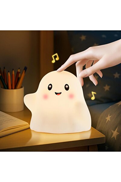 YOOJ مصباح ليلي لطيف على شكل شبح للهالوين للأطفال - سيليكون طري، إضاءة LED تع...