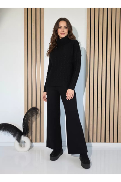 Zaira Compleu Dama negru Eda 2 piese tricot #A1249 - Marime Universala