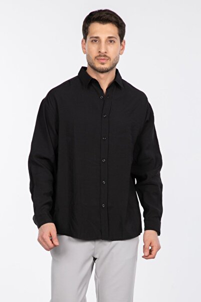BARRELS AND OIL Oversized Modal Shirt - Black