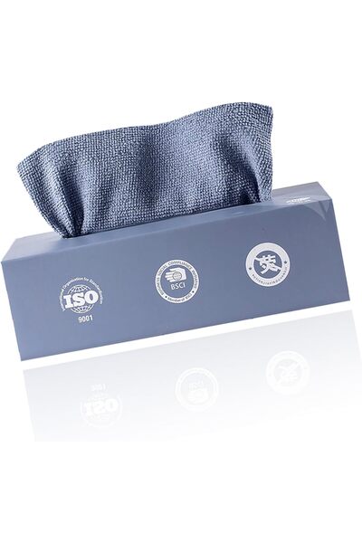Generic 20-Sheet Disposable Microfiber Towels with Dispenser Box, Blue Reusable Cleaning Cloths for Home Kit