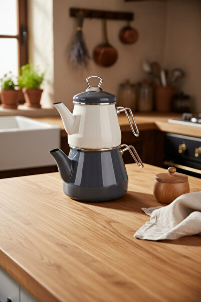 Bambum Lumino Enamel Teapot Set Gray