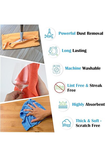 Generic عبوة من 20 قطعة قماش تنظيف من الألياف الدقيقة (40 × 40 سم) - مناشف مط...