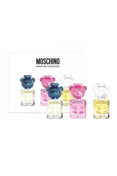 Moschino طقم للجنسين صغير 3×5 مل (لعبة 2 بيرل او دي بارفان + لعبة 2 بابل جم او دي تواليت +