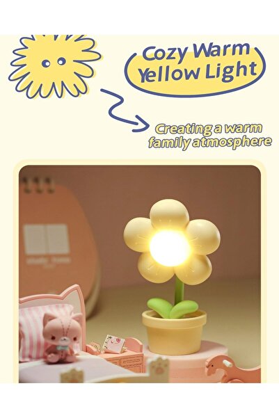 ChicAbode مصباح مكتبي صغير ليلي على شكل زهرة بتقنية LED، مصباح ليلي محمول قاب...