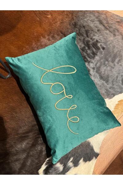 ref crea Husă de pernă brodata Love, verde 35x50
