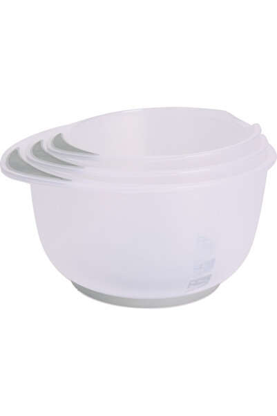Excellent Houseware Set of 3 mixing bowls, plastic, 16/19/22x12 cm, transpare...
