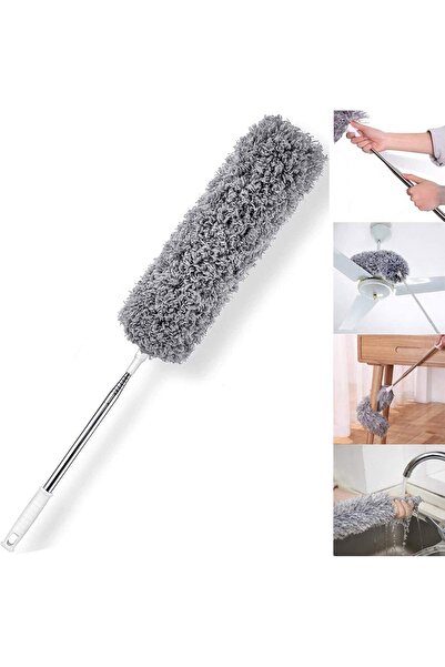 HEOATH منفضة ريش من الألياف الدقيقة مع عصا قابلة للتمديد (30-100 بوصة)، رمادي