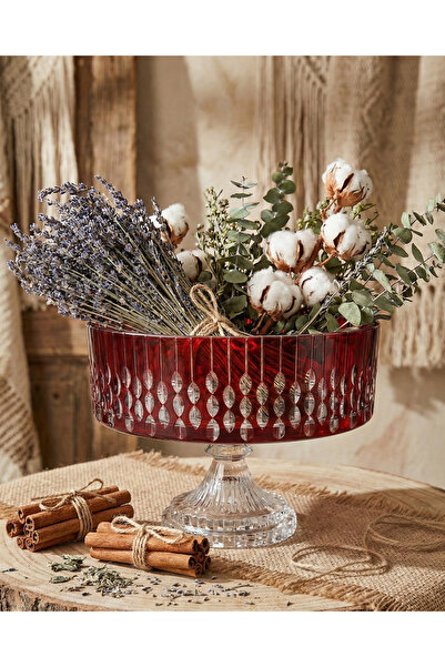 AKDEN STORE Verre Series Red Sandra Decorative Presentation Bowl