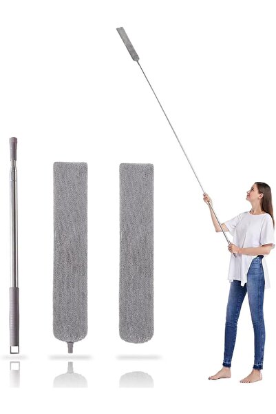 JOYZZZ منفضة قابلة للتمديد، عمود تلسكوبي بطول 2.5 متر مع قطعتين قماش من الألي...