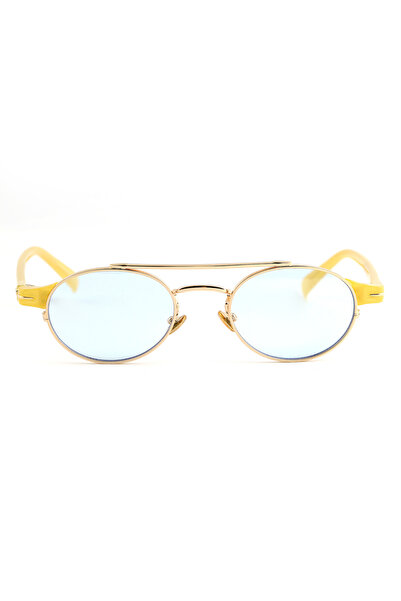 Angel Eyes Oval Frame Gold Detailed Blue Glass Women&Men Sunglasses Db1042/S
