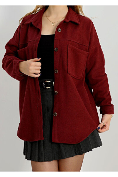 Minoria store Çift Cepli Düğmeli Kaşe Gömlek