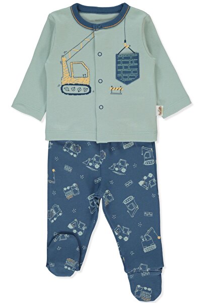 Bebetto Organic Interlock Footweared Pajama Set 2 Pieces (Organic Machines) Indigo