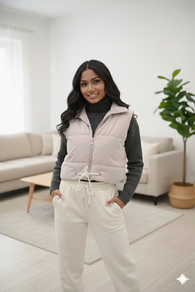 mooishan Novel 2025 Short Crop Puffer Vest Season -1