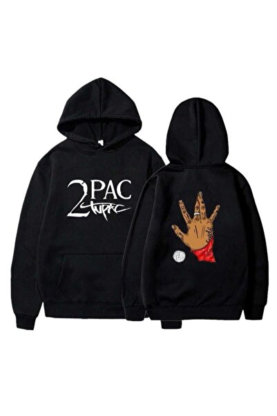 Hunors Sportswear & Company 2pac مطبوع سويت شيرت قطني موديل للجنسين بغطاء رأس