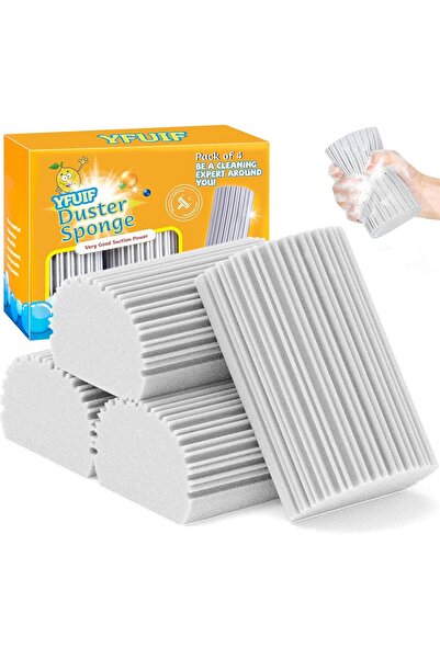 YFUIF إسفنجة تنظيف رطبة، عبوة من 4 قطع، ممحاة إسفنجية سحرية - أدوات تنظيف قابلة لإعادة الاستخدام