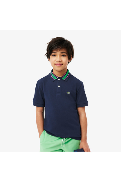 Lacoste قميص بولو مخطط بياقة من قماش البيكيه الصغير - PJ8402-00-HTI