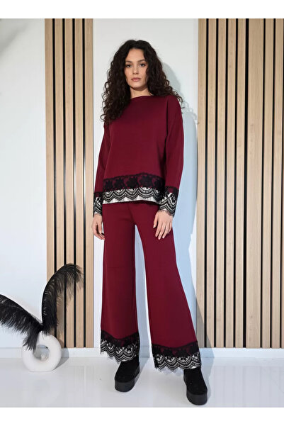 Zaira Angela 2-piece knit burgundy women's suit #A1245 - Universal size