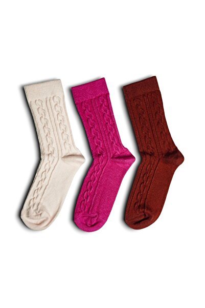 Rumon Bamboo Winter Thick Textured Knitted Women's Socks Set of 3