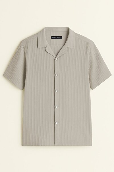 BARRELS AND OIL Men's Striped Look Shirt - Beige