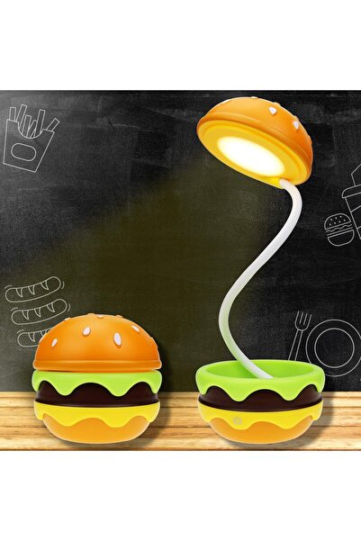 TERRIFI مصباح مكتبي قابل لإعادة الشحن على شكل هامبرغر للأطفال، رقبة قابلة للت...
