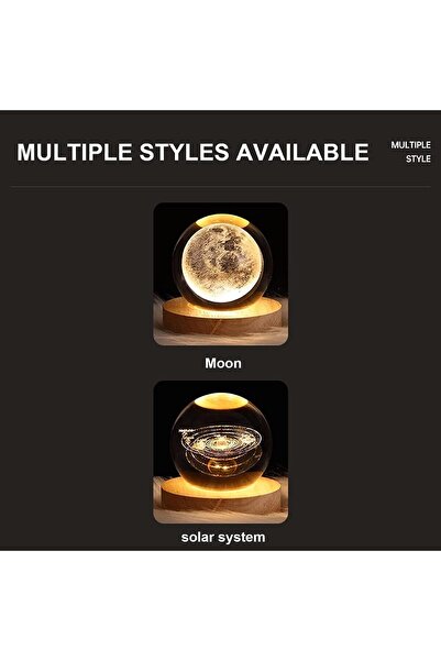 Aputue مصباح ليلي ثلاثي الأبعاد على شكل كرة كريستالية (8 سم) - مصباح مجرة الن...