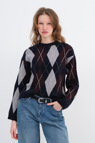 Addax Baklava Patterned Knitwear Sweater K3530