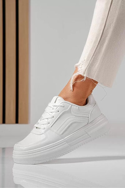 Zaira Γυναικεία λευκά πάνινα παπούτσια από οικολογικό δέρμα Adrianne #22523 - 40