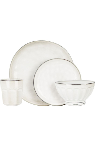 Excellent Houseware ceramic dinnerware set, 16 pieces, white