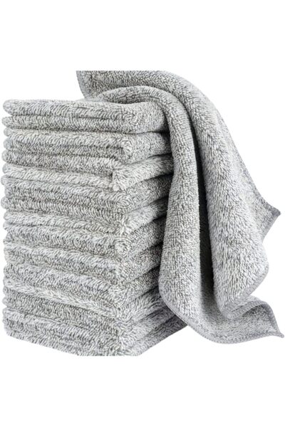 Generic Microfibre Cleaning Cloths, Super Absorbent Quick-Dry Grey Towels, Set of 10, Strong Water Absorptio