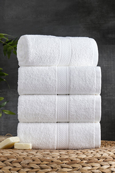 eumenia Softtouch Hand 100% Cotton 4-Piece Hand & Face & Hair Towel Set Dowry Set |   White