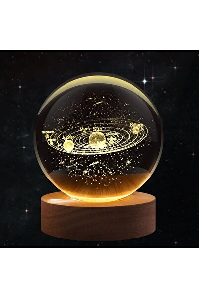 The Bros مصباح ليلي ثلاثي الأبعاد على شكل كرة كريستالية للنظام الشمسي من سبار...