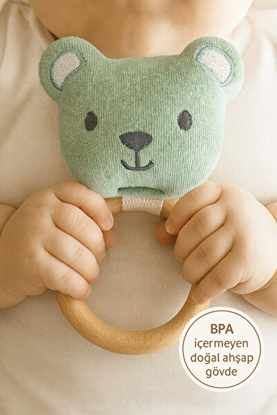 moukou Doğal Ahşap Gövdeli Çıngırak/ Oyun Arkadaşı