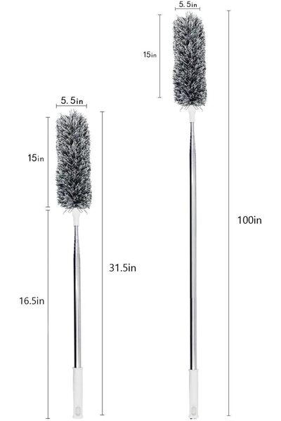 KASTWAVE Extendable Microfiber Duster with Stainless Steel Pole, 100-Inch Rea...