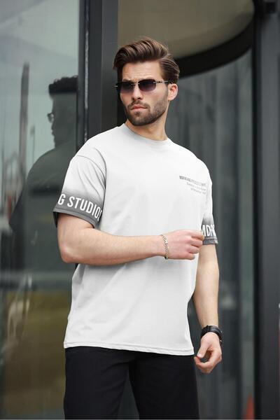 Madmext Ecru 100% Cotton Printed Men's T-Shirt E7143