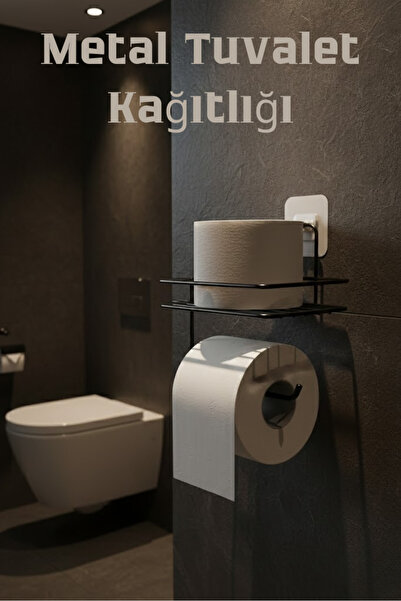 Eco Lounge Pratik Yapışkanlı Metal Tuvalet Kağıdı Tutucu – Yapıştırmalı , Çif...