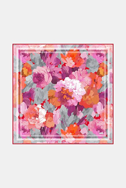 Vakko Twill Silk Scarf - 40972 - Lilac Gray