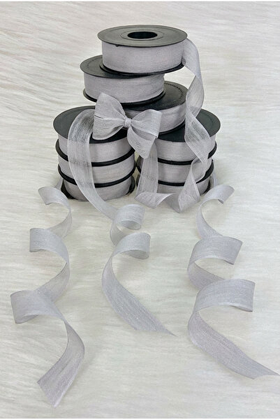 ZEYMERADE Light Gray Linen Ribbon with Tassels 2.5 cm 20 Meters, Bohça Dowry Special Day Gift Decoration Ribbon