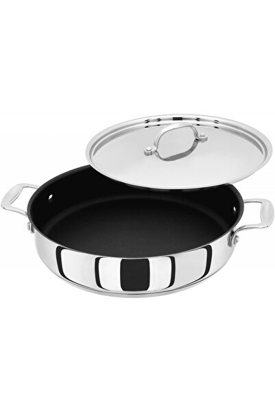 STELLAR τηγάνι γενικής χρήσης, ανοξείδωτο ατσάλι 18/10, 37x28x10 cm, ασημί/μαύρο