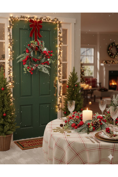 DODOMAR 25 cm – Ghirlandă decorativă de Anul Nou pentru ușă și masă, cu fruct...