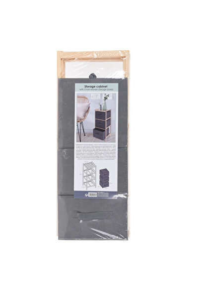 Excellent Houseware raft compartimentat, lemn/textil, 27,5x25,4x65 cm, maro/gri
