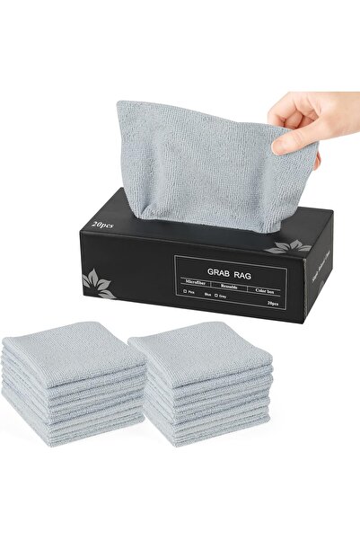 SXSHUOSI Reusable Microfiber Cleaning Cloths (Grey) 20pcs, 22x22 cm