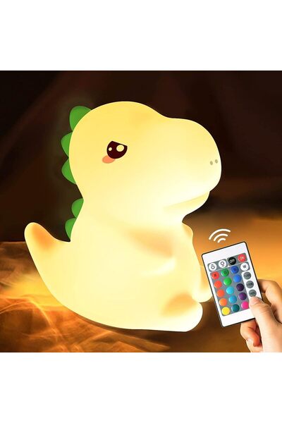 ELECDON مصباح ليلي للأطفال من السيليكون على شكل ديناصور، مصباح متغير الألوان