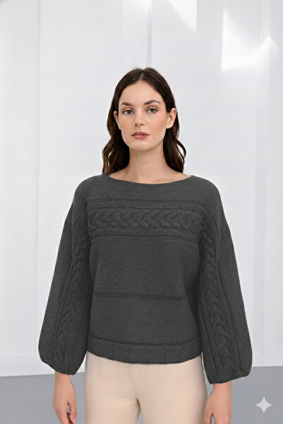 Sea Style Pulover tricotat cu mâneci largi cu model tricotat