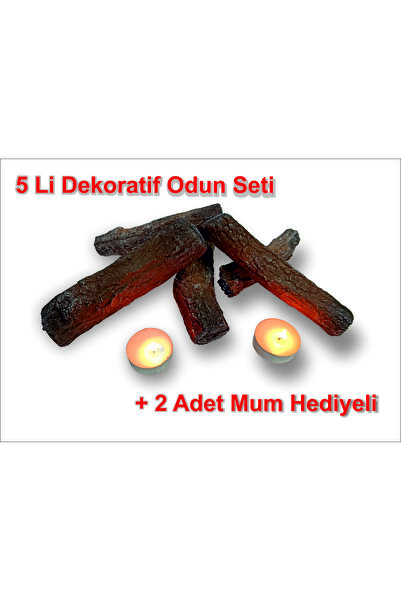 onart şömine 3D Görünümlü Dekoratif Şömine 5 li Odunu Seti (Gerçek Görünüm & ...