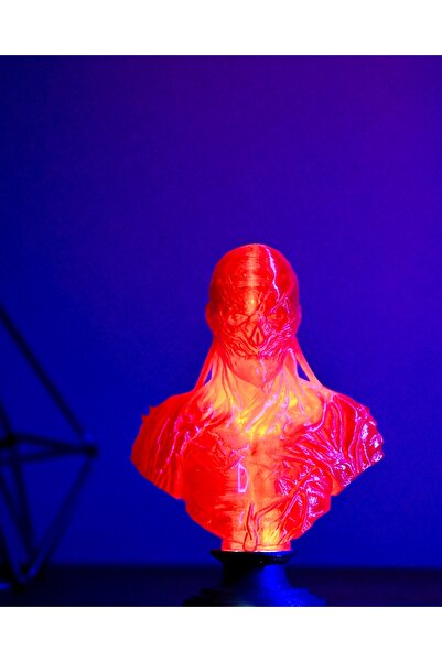 PurpleJam تمثال فيكنة بلون أحمر دموي مع إضاءة LED 19 سم - شخصية ديكورية ثلاثي...