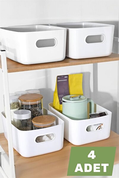 Bayev Sort 4 Pieces Organizer White Color Plastic Multi-Purpose Bathroom Kitchen Office Organizer