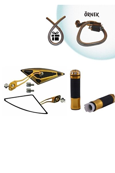 GMS CG Cup Sct Gold modifiye üçgen yarasa ayna+gold siyah elcik takımı+buji kablo kılıfı