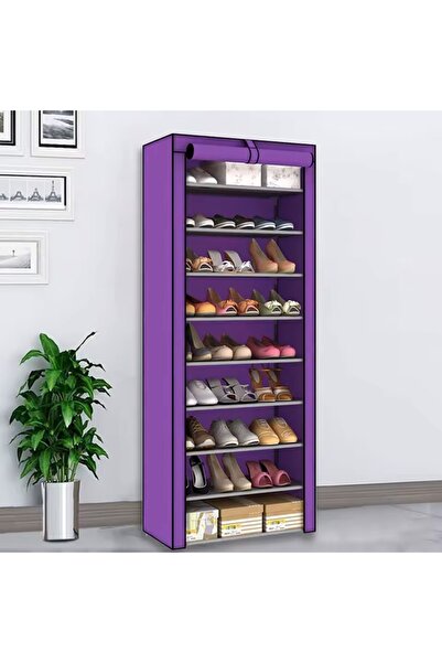 Artenova Pantofar dulap textil pentru incaltaminte cu 9 rafturi de depozitare, mov